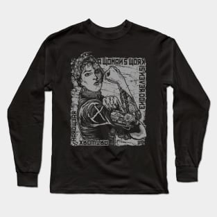 "A WOMANS WORK" (GREY) Long Sleeve T-Shirt